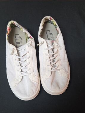 Hey Dude Women's Canvas Lace-Up Sneakers with Floral Lining Sz 8